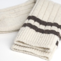 Chaussettes en laine de mouton mongole-Hypoallergénique, confort ultime, super douces et chaudes avec une couleur blanche pure 100% naturelle W Bottom