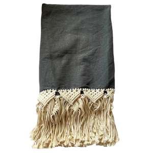 Carina Macrame Throw <b>Blanket</b>-100% Cotton Warm & Cozy Solid & Striped Jacquard Style for Bed Camping <b>Christmas</b> Decoration - Product Image 1