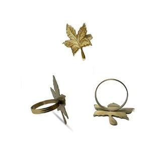 Gens attrayants feuille conception rond de serviette rond de serviette en métal porte-serviettes en tissu sur le thème de noël pour les Offre Spéciale - Product Image 4