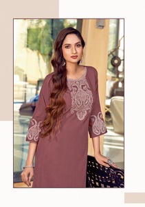 Tissage rayonne avec broderie et travail manuel Kurtis vente en ligne - Product Image 4