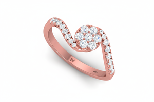 Anillo de Oro de 14K y Diamantes Naturales de Diseño Curvo para Mujer, 0.40CTW - Elegante y Lujoso - Product Image 4