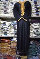 Qamis marocain personnalisé ODM pour hommes adultes, formel, prêt-à-porter d'été, longueur cheville, manches courtes, col Jubba, en viscose respirante
