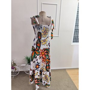 Women's Strappy Long Supreme <b>Dress</b> with <b>Elasticated</b> Bust Detail and Pattern, 35066 - patterned - Product Image 6