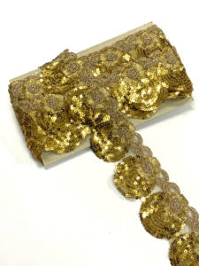 Sustainable Gold Silver Metallic Lace Trim Border Sequins Lace Trim <b>Clothing</b> <b>Accessories</b> 4cm Lace Ribbon with Fine Shreds - Product Image 6