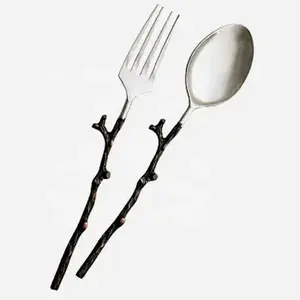 Premium Stainless Steel Gold PVD Coated Cutlery Set Mirror Polished Spoon <b>Knife</b> <b>Fork</b> Wedding Flatware Set Of 5 From India - Product Image 6