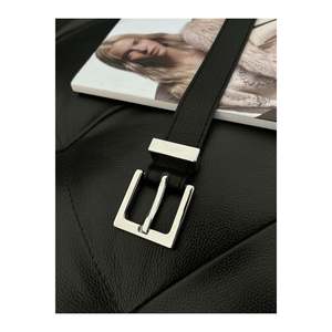 Ceinture pour femme à boucle carrée, ceinture pour pantalon, ceinture pour veste, ceinture pour robe - Noir-Argent - Product Image 2