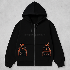 Veste polaire à capuche zippée intégrale personnalisée haut de gamme, imprimée en sérigraphie unie, effet délavé, style streetwear, tendance, pour l'hiver - Product Image 2