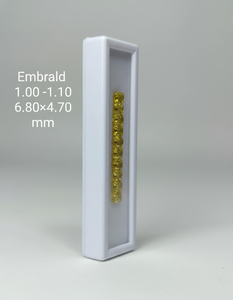 Bague de fiançailles en émeraude synthétique de laboratoire, diamant fantaisie jaune brillant, clarté VVS-VS, taille émeraude, sertie - Product Image 5