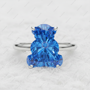 Original Christmas Fancy <b>Blue</b> Teddy Bear Cut VS Lab Grown Diamonds GIA IGI Certified Gold 925 Silver Engagement Solitaire <b>Rings</b> - Product Image 2