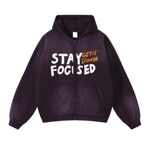 Sun Fade Acid Wash Hoodies Streetwear Heavyweight Oversized Zipper Up Vintage Acid Wash Sweat à capuche pour homme avec poche - Product Image 3