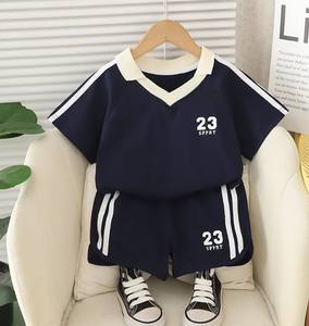 Wholesale Summer Children's Sportswear Cotton Short Sleeve <b>Track</b> Suit Jogger Kids' Casual Solid Short <b>T</b>-Shirt - Product Image 3