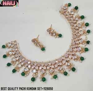 ENSEMBLE DE BIJOUX INDIENS TRADITIONNELS ET À LA MODE EN CUIVRE ENSEMBLE DE BIJOUX DE MARIAGE POUR FEMMES BOUCLES D'OREILLES ET COLLIER - Product Image 2