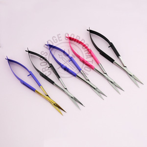 Logo personnalisé ciseaux à ressort pince à sourcils cosmétique ciseaux d'extension de sourcil ciseaux à ressort à cils à pointe droite et inclinée - Product Image 1