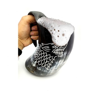 Mug en corne de buffle Viking, écologique, fait main, d'inspiration médiévale, poli, authentique, pour Noël et anniversaire - Product Image 2