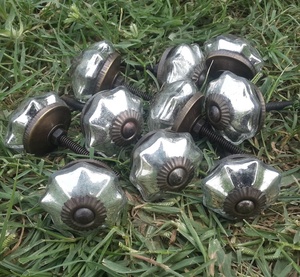 Modern Design <b>Antique</b> Cabinet Drawer Knobs Mercury Silver Crackle Glass Handle Pull [CRK 149] for Kitchen <b>Wardrobe</b> Bathroom Use - Product Image 2