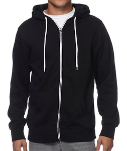 Sudadera con Capucha de Felpa de Algodón para Hombre, Diseño Urbano Ajustado con Cremallera, Sudadera de Invierno con Estampado en Relieve, Ropa Lisa Teñida - Product Image 1