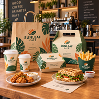 Ensemble d'emballages personnalisés AT PACK pour café à emporter avec logo, sacs en papier, gobelets à café, boîtes alimentaires et fournitures de restaurant pour la promotion de votre marque