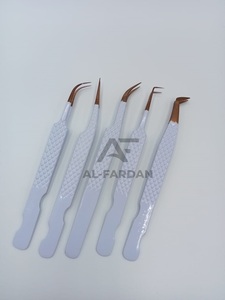 Pinzas profesionales para pestañas con agarre de diamante de acero inoxidable logotipo personalizado extensiones de pestañas de oro rosa blanco belleza volumen puntiagudo - Product Image 6