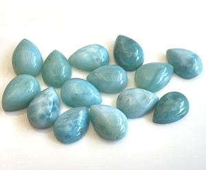 ลาริมาร์ลูกแพร์ธรรมชาติ7x10มม. Cabochon แบนหลัง-หลวม Larimar Pear Cabochon - Product Image 5