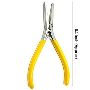 Pince à épiler et à poser les extensions capillaires à bouche plate de 6 pouces en acier inoxydable, avec poignée antidérapante jaune, durable, réutilisable, logo personnalisé - Product Image 1