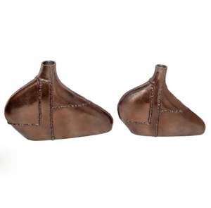 Top Selling Rough <b>Copper</b> Plated Flower <b>Vase</b> Set of 2 Aluminum Antique Flower Pots Indoor Planters Customized Metal <b>Vases</b> - Product Image 1