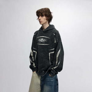 Streetwear antique de haute qualité Ensemble de sweats à capuche lavés à l'acide pour hommes Ensemble de sweats à capuche vintage en coton avec logo personnalisé - Product Image 3