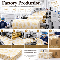 Papier d'emballage en rouleau personnalisé, imprimé, résistant à la graisse, recyclable, avec logo en feuille d'or, pour emballage cadeau de luxe, écologique, vente en gros