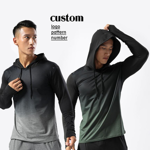 Sudaderas con Capucha de Gimnasio Musculares Lisas con Logotipo Personalizado OEM, Dos Tonos de Color, Sudaderas con Capucha de Compresión - Product Image 2