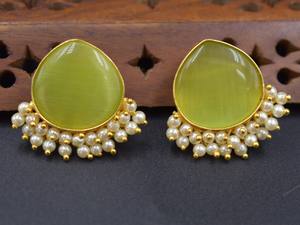 ต่างหูทองเหลืองชุบทองแบบใหม่ ต่างหูสำหรับผู้หญิง ของขวัญงานแต่งงาน งานหมั้น ต่างหูเรียบง่าย ขายส่ง - Product Image 2