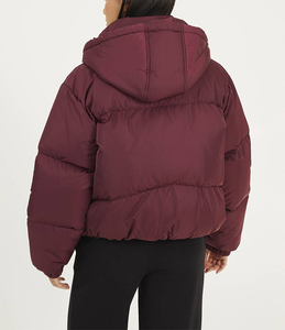 Chaqueta Acolchada de Invierno Color Borgoña, Estilo Urbano, para Mujer, Talla Grande, Aislante, Venta Directa de Fábrica, OEM - Product Image 3