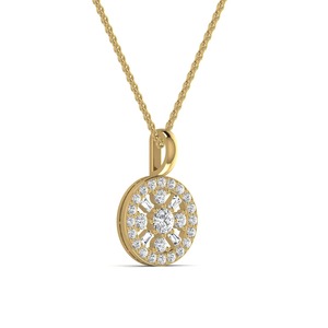 Collier pendentif rond en or 14 carats avec diamant de laboratoire certifié IGI, style tendance, pour femmes, prix de gros - Product Image 4