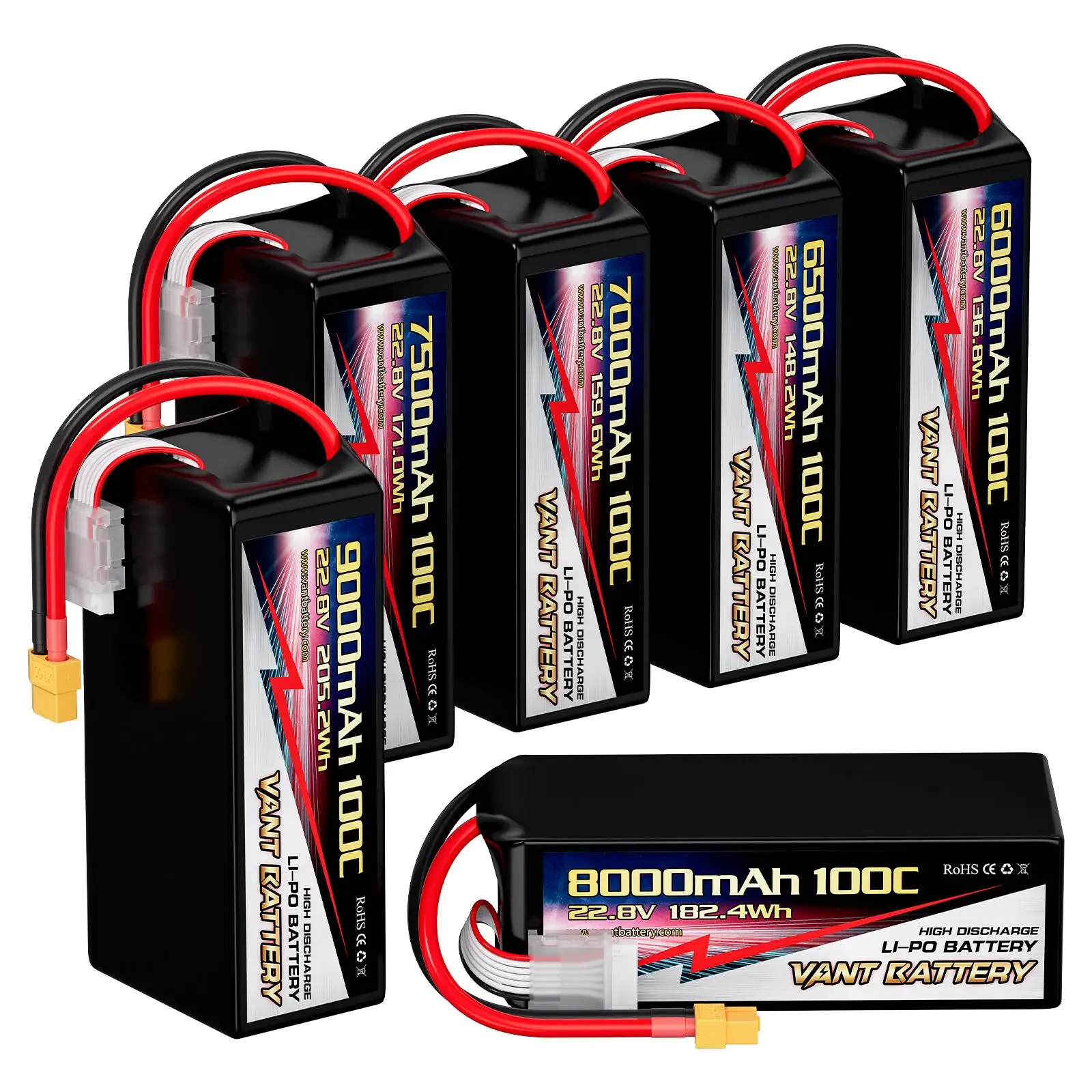 FPV-Drohnenbatterie 22,8 V 6000/6500/7000/7500/8000/9000 mAh 6S Lipos 100 C LiHV-Batterie für 7-8 Zoll 400-450 mm X8 10 Zoll X-Klasse FPV