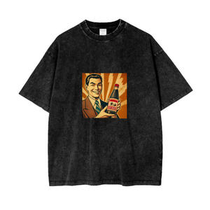 Camiseta recortada de cuello redondo con serigrafía Unisex 220 gramos 100% algodón Boxy Fit camiseta de gran tamaño logotipo personalizado respetuoso con el medio ambiente para hombres - Product Image 1