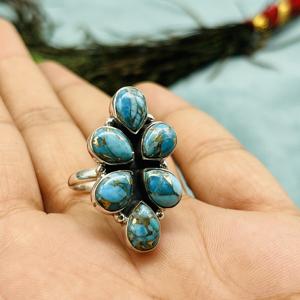 Bague Turquoise Mohave Bague en argent sterling 925 Bague faite à la main Bague de mode Bague de designer Bague de mariage Belle Bague en argent - Product Image 3