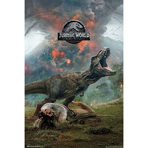 Affiche T-Rex Jurassic World style moderne en papier pour décoration murale - Product Image 1