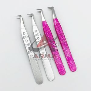 Professional Custom Logo Fiber Tip 90 Degree <b>Eyelash</b> Tweezers Stainless Steel <b>Beauty</b> <b>Tool</b> Sustainable Heart Handle Lashes Boot - Product Image 5