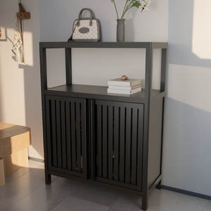 Armoire de rangement en bambou noir de grande capacité Design classique et de luxe pour la salle à manger, la maison et le salon pour la salle de bain - Product Image 5