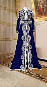 LATEST DESIGN WITH DABKA <b>SILVER</b> EMBROIDERY on CAFTAN <b>DRESS</b> WITH Embellished WITH CRYSTAL GLASS BEADS,STONE,DABKA WORK @ 2023 - Product Image 2