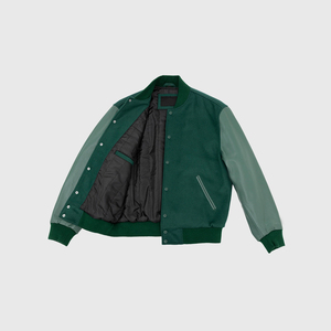 Chaqueta universitaria con logotipo personalizado de fabricante OEM, chaqueta Lisa negra de cuero de alta calidad de primera calidad, Mangas de cuero cálidas para hombre de talla grande - Product Image 2