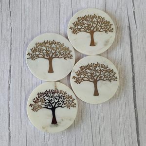 Nature inspire tree inlay gold Handcrafted <b>Marble</b> <b>Coasters</b> Artistic Dining Elegant Home Decor Luxurious Chic Accent Mats & Pads - Product Image 3