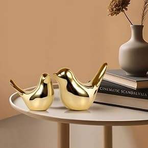 Juego de 5 aves decorativas de aluminio dorado para pared, esculturas de aves para decoración del hogar, hotel, oficina, pasillo. - Product Image 6