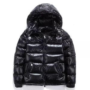 Venta al por mayor negro brillante para hombre Puffer chaqueta pluma acolchado burbuja con capucha de gran tamaño logotipo personalizado cálido chaqueta de invierno al aire libre - Product Image 1