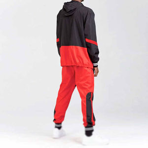 Survêtement décontracté deux pièces pour homme de haute qualité, à capuche, uni, réversible, coupe-vent, 100% nylon, écologique, fermeture éclair - Product Image 4