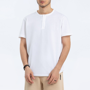 T-shirt Henley surdimensionné pour homme de grande taille coupe ample en coton épais avec motif uni T-shirt Streetwear personnalisé - Product Image 6