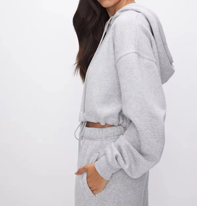 Survêtements en dentelle brodés personnalisés Pulls à cordon de serrage pour femmes Ensemble de pantalons de jogging pour femmes Tenues de sport pour femmes 100% coton - Product Image 5