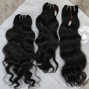 100 Natural Original Raw Indian Human Hair, Customized Style Long Wave Cuticle Aligned Virgin Hair Weave Bundles - Product Image 1