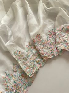 Pure Tabby <b>organza</b> <b>silk</b> with Multi thread embroidery work Modern Saree Perfect for parties and prom functions - Product Image 5