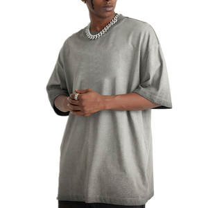 เสื้อเชิ๊ตผู้ชายลายกรดฟอกสีแบบวินเทจเสื้อยืดเปิดไหล่โอเวอร์ไซส์ธรรมดาโอเวอร์ไซส์ - Product Image 3