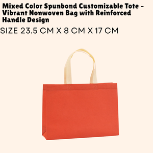 Bolsa no tejida vibrante personalizable Spunbond de colores mezclados con diseño de asa reforzada - Product Image 1