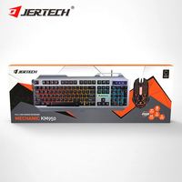 Combinaison de souris de jeu filaire arc-en-ciel dorée Jertech KM950 étanche et ergonomique pour PC Gamer compatible USB ordinateur portable/ordinateur